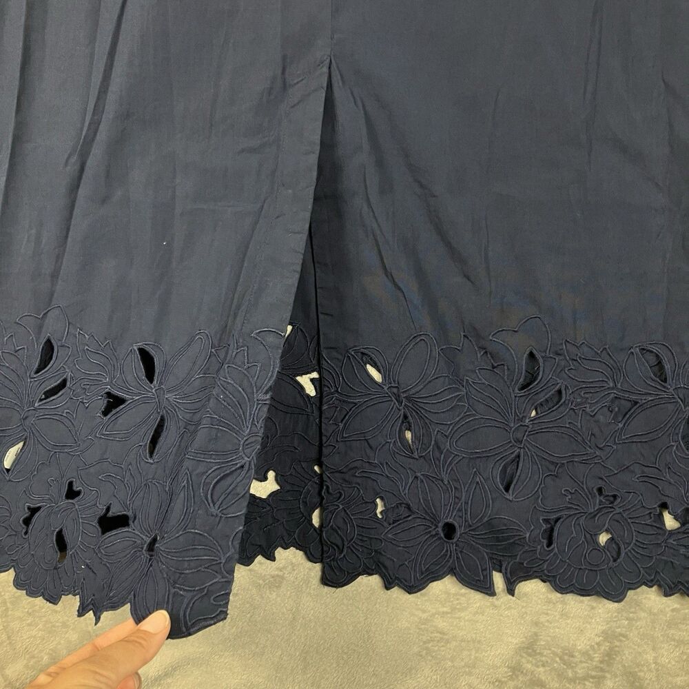 J Crew Tall Embroidered Shirt Dress Womens Blue Cotton Poplin Preppy Coastal - Picture 12 of 14